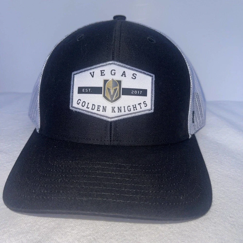 Vegas Golden Knights NHL '47 Brand Black Adjustable SnapBack Back Hat White Mess - Picture 10 of 11